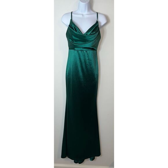 Women’s Girls Formal Emerald Green Maxi Gown Ruched US6 - Picture 12 of 12